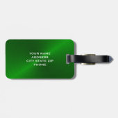 Étiquette À Bagage Monogramme métallique brossé vert initial (Dos horizontal)