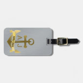 Étiquette À Bagage Monogramme métallique d'Ancre de vacances (Devant horizontal)