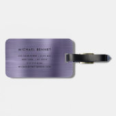 Étiquette À Bagage Monogramme métallisé faux violet moderne (Dos horizontal)
