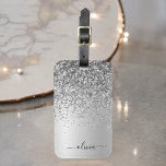 Étiquette À Bagage Monogramme métallisé pailleté argent Nom<br><div class="desc">Étiquette de bagage ou de valise avec monogramme en métal argenté pailleté et brillant. C'est le cadeau idéal pour un anniversaire des 16 ans, un mariage, une douche de mariée, un anniversaire de mariage, une baby shower ou une soirée bachelorette pour quelqu'un qui aime le luxe et les styles chics...</div>