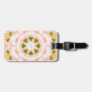 Étiquette À Bagage Monogramme mignon vert jolie rose magique