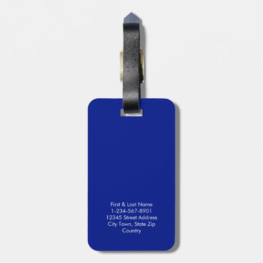Étiquette À Bagage Monogramme minimal bleu marine moderne personnalis (Dos Vertical)
