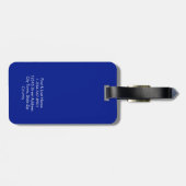 Étiquette À Bagage Monogramme minimal bleu marine moderne personnalis (Dos horizontal)