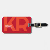 Étiquette À Bagage Monogramme minimal Gras simple rétro bonbon rouge (Devant horizontal)