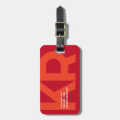 Étiquette À Bagage Monogramme minimal Gras simple rétro bonbon rouge (Devant Vertical)