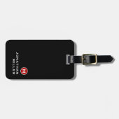 Étiquette À Bagage Monogramme minimal noir rouge classique (Devant horizontal)