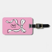 Étiquette À Bagage Monogramme Minimal Script Coquette Nœud Rose Gras (Devant horizontal)