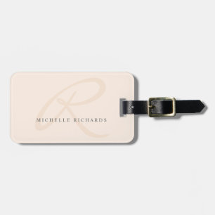 Étiquette À Bagage Monogramme minimaliste épicé rose Whisper