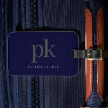 Étiquette À Bagage Monogramme minimaliste moderne bleu foncé<br><div class="desc">Balise Monogramme minimaliste moderne bleu foncé</div>
