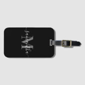 Étiquette À Bagage Monogramme minimaliste noir (Devant Horizontal)