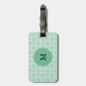 Étiquette À Bagage Monogramme Mint vert et blanc Quatrefoil Motif (Dos Vertical)