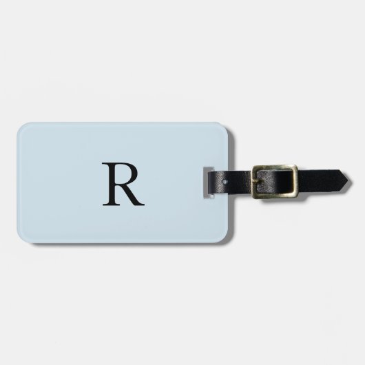 Étiquette À Bagage Monogramme Modèle Cute Initiales Nom Clair Gris (Devant horizontal)