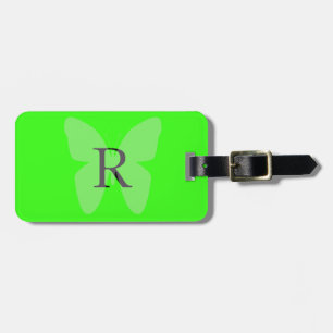 Étiquette À Bagage Monogramme Modèle Cute Initiales Papillon vert