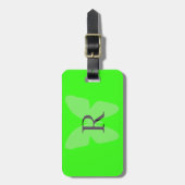 Étiquette À Bagage Monogramme Modèle Cute Initiales Papillon vert (Devant Vertical)