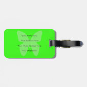 Étiquette À Bagage Monogramme Modèle Cute Initiales Papillon vert (Dos horizontal)