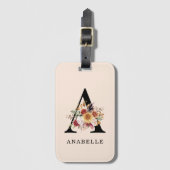 Étiquette À Bagage Monogramme Moderne Automne Fleurs Aquarelles Flora (Devant Vertical)