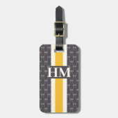 Étiquette À Bagage Monogramme moderne avec gris Motif designer (Devant Vertical)