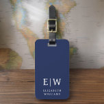 Étiquette À Bagage Monogramme moderne bleu marine minimaliste<br><div class="desc">Améliorez votre expérience de voyage avec notre étiquette de bagages Monogramme minimaliste classique élégant et moderne. Cet accessoire méticuleusement conçu allie élégance intemporelle et minimalisme contemporain, assurant à vos bagages un caractère sophistiqué. Réalisée avec précision et attention au détail, cette étiquette à bagages est plus qu'un simple article pratique, c'est...</div>