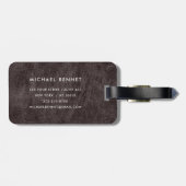 Étiquette À Bagage Monogramme Moderne Brown Faux Texture Cuir (Dos horizontal)