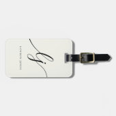 Étiquette À Bagage Monogramme moderne Calligraphie de script blanc iv (Devant horizontal)