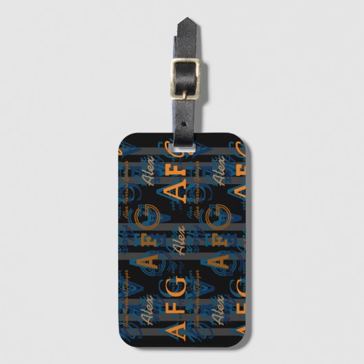 Étiquette À Bagage Monogramme Moderne Collage des noms (Devant Vertical)