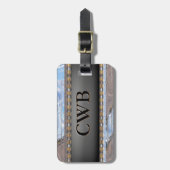 Étiquette À Bagage Monogramme moderne de clarté (Devant Vertical)