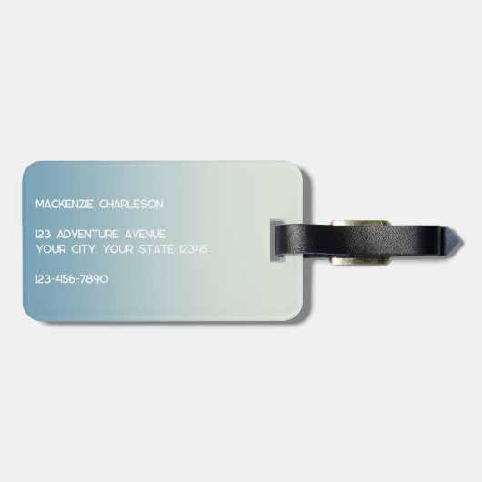 Étiquette À Bagage Monogramme moderne Dégradé bleu initial (Dos horizontal)