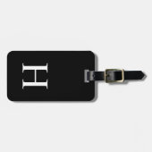 Étiquette À Bagage Monogramme moderne élégant noir et blanc (Devant horizontal)