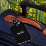Étiquette À Bagage Monogramme Moderne Élégant Nom de script chic<br><div class="desc">Monogramme Moderne Élégant Chic Script Nom Calligraphie Bagage Balise</div>