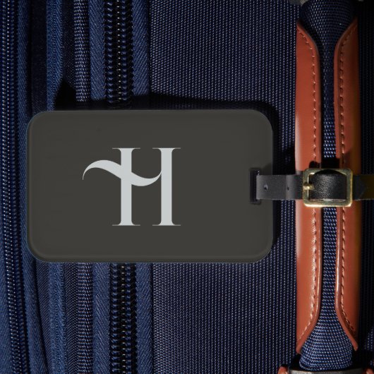 Étiquette À Bagage Monogramme Moderne Élégant Vert Olive Couleur Init (Insitu Rectoal 4)