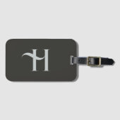 Étiquette À Bagage Monogramme Moderne Élégant Vert Olive Couleur Init (Devant Horizontal)