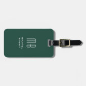 Étiquette À Bagage Monogramme moderne Emerald Green (Devant horizontal)
