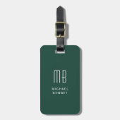 Étiquette À Bagage Monogramme moderne Emerald Green (Devant Vertical)