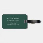 Étiquette À Bagage Monogramme moderne Emerald Green (Dos horizontal)
