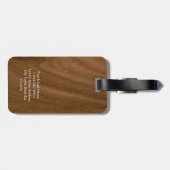 Étiquette À Bagage Monogramme moderne Faux Wood (Dos horizontal)