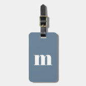 Étiquette À Bagage Monogramme moderne gris bleu foncé initial (Devant Vertical)