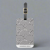 Étiquette À Bagage Monogramme moderne Gris géométrique et Motif blanc