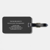 Étiquette À Bagage Monogramme moderne gris noir rétro blanc géométriq (Dos horizontal)