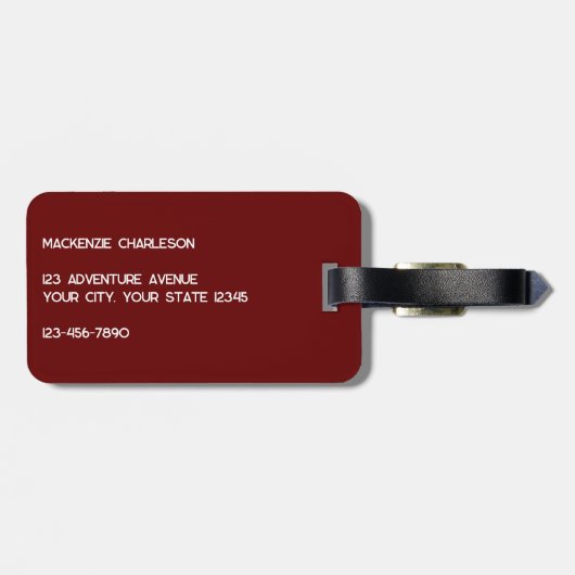 Étiquette À Bagage Monogramme moderne initial (Dos horizontal)