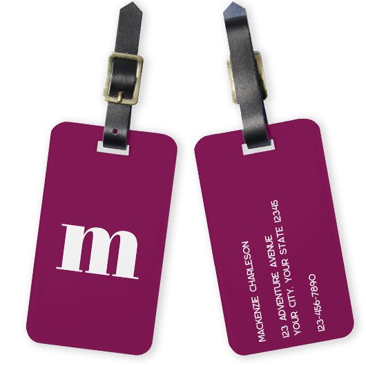 Étiquette À Bagage Monogramme moderne initial