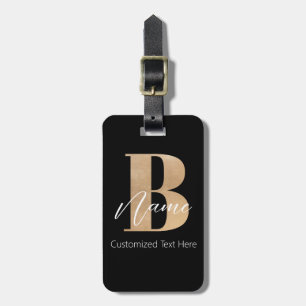 Étiquette À Bagage Monogramme moderne Initiale B & Nom Personnalisé