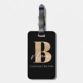 Étiquette À Bagage Monogramme moderne Initiale B & Nom Personnalisé (Dos Vertical)