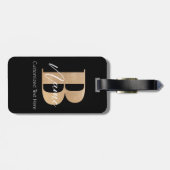 Étiquette À Bagage Monogramme moderne Initiale B & Nom Personnalisé (Dos horizontal)