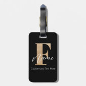 Étiquette À Bagage Monogramme moderne Initiale F & Nom Personnalisé (Dos Vertical)