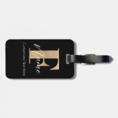 Étiquette À Bagage Monogramme moderne Initiale F & Nom Personnalisé (Dos horizontal)