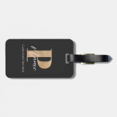 Étiquette À Bagage Monogramme moderne Initiale P & Nom Personnalisé (Dos horizontal)