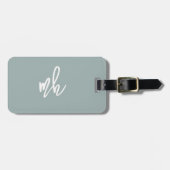 Étiquette À Bagage Monogramme Moderne Initiales Script Sage Green (Devant horizontal)