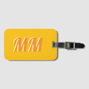 Étiquette À Bagage Monogramme moderne jaune de moutarde rétro initial