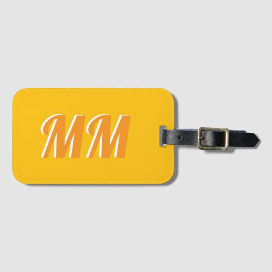 Étiquette À Bagage Monogramme moderne jaune de moutarde rétro initial (Devant Horizontal)