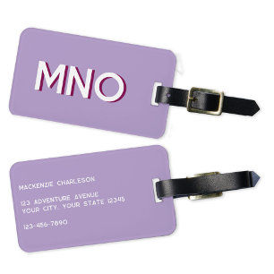 Étiquette À Bagage Monogramme moderne Lilac initial